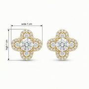 Quatrefoil Diamond Halo Stud Earrings – sterling silver earrings, close-up
