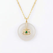 White Jade Circle Necklace, Emerald Accent – jade necklace