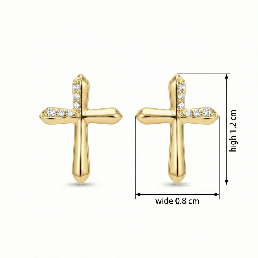 Diamond Accent Cross Stud Earrings – sterling silver earrings, front view