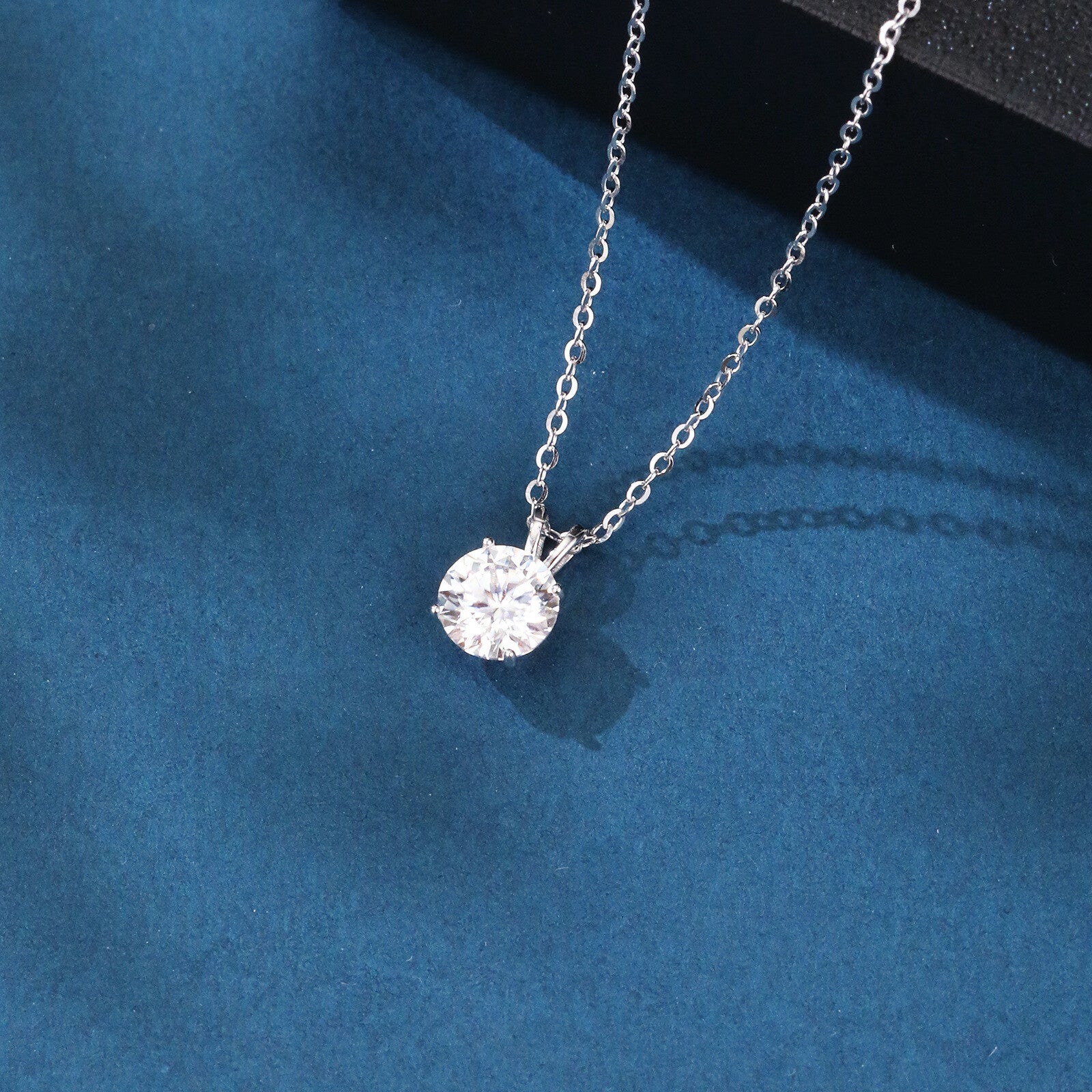 Solitaire Moissanite Pendant Necklace – moissanite necklace, close-up