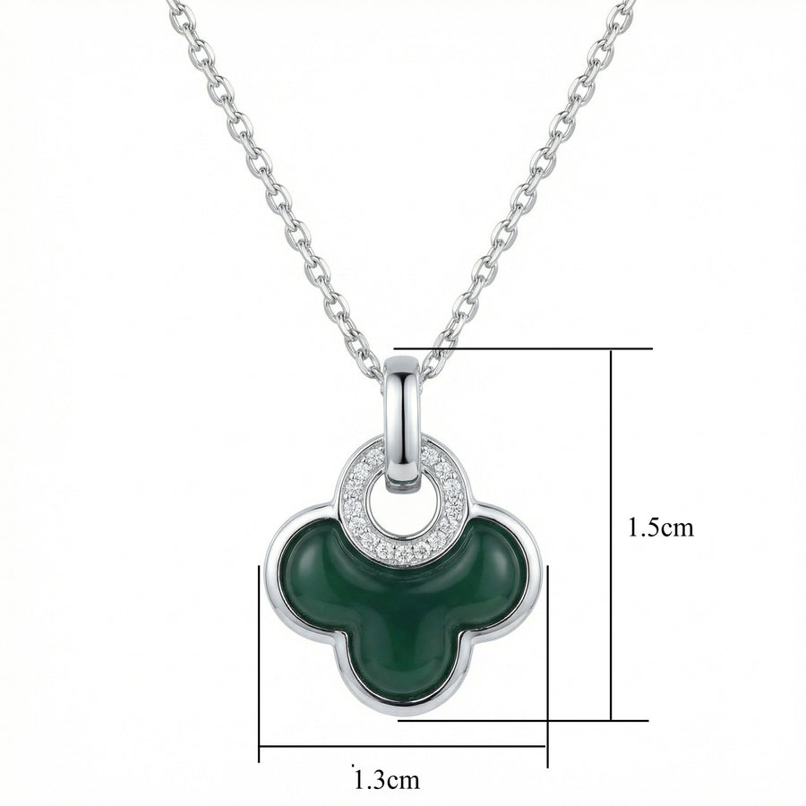 Malachite Clover Pendant Necklace – sterling silver necklace