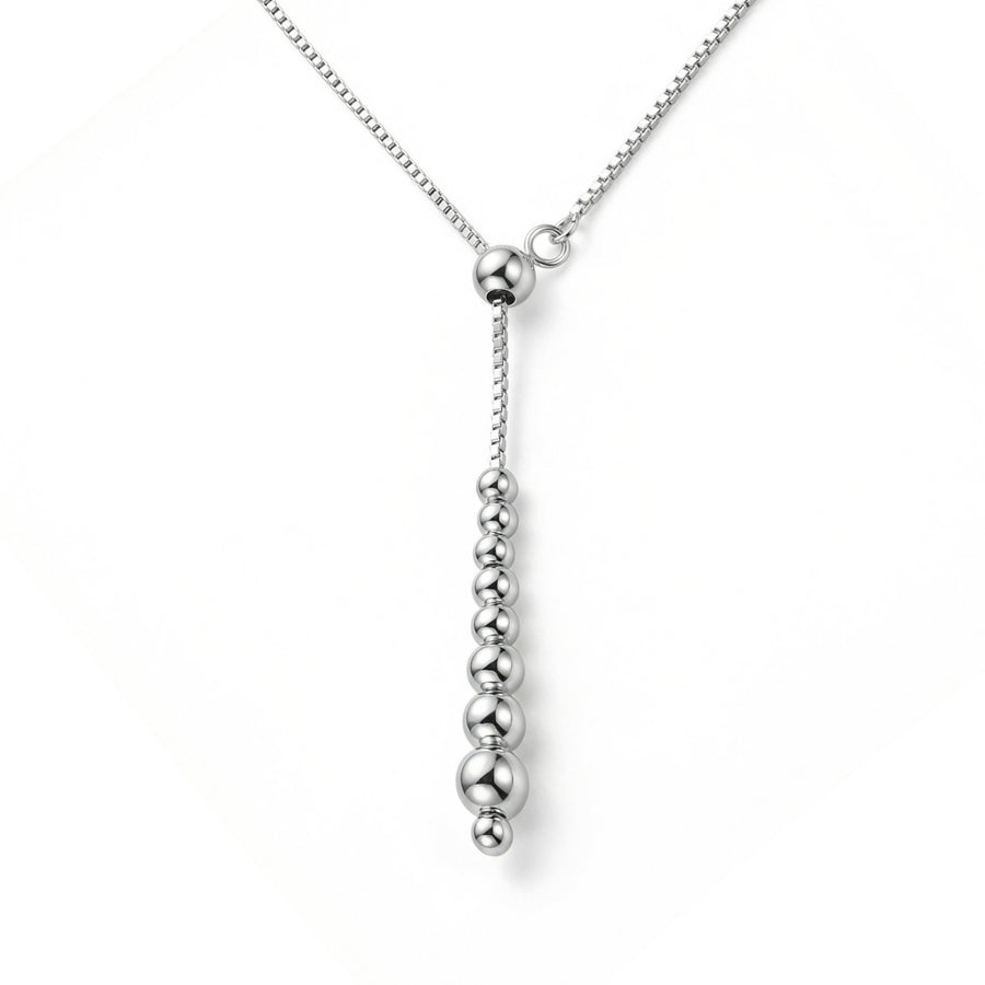 Graduated Bead Lariat Necklace – sterling silver necklace, front view
