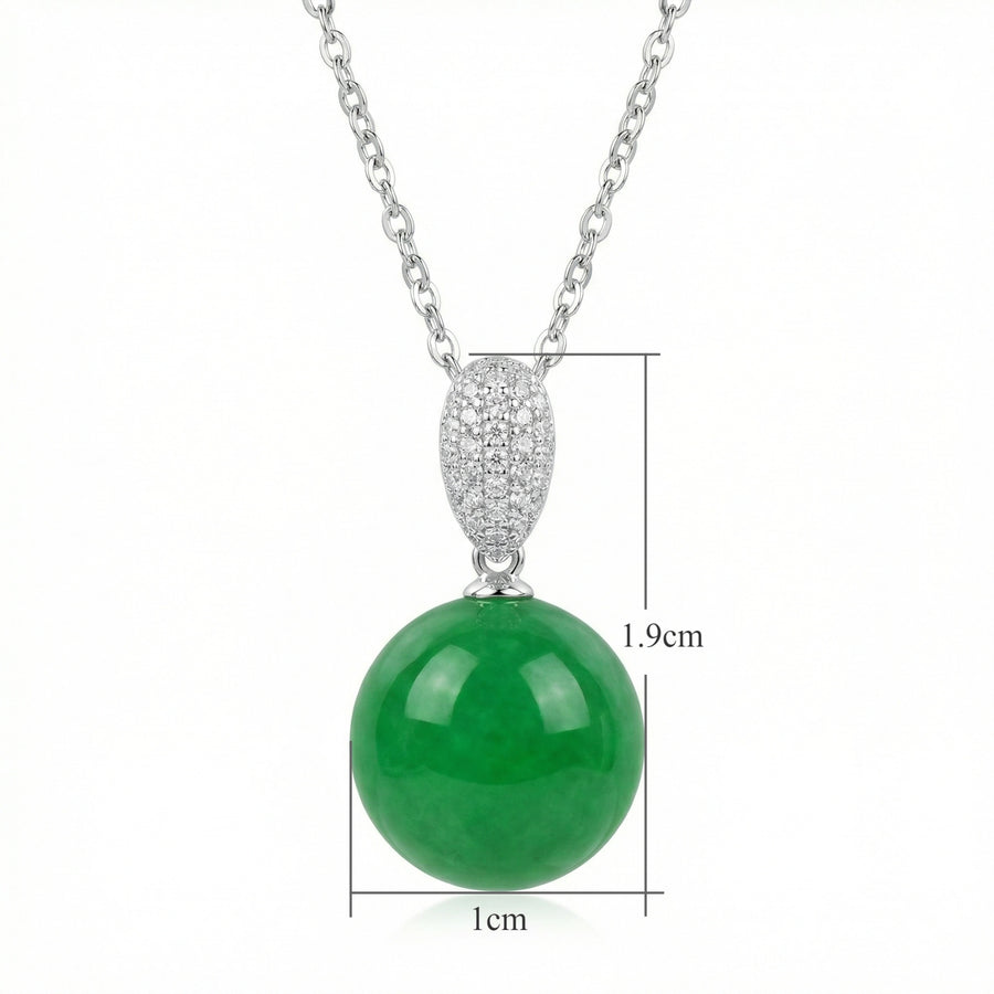 Jade Sphere Necklace, CZ Bail – jade necklace, front view