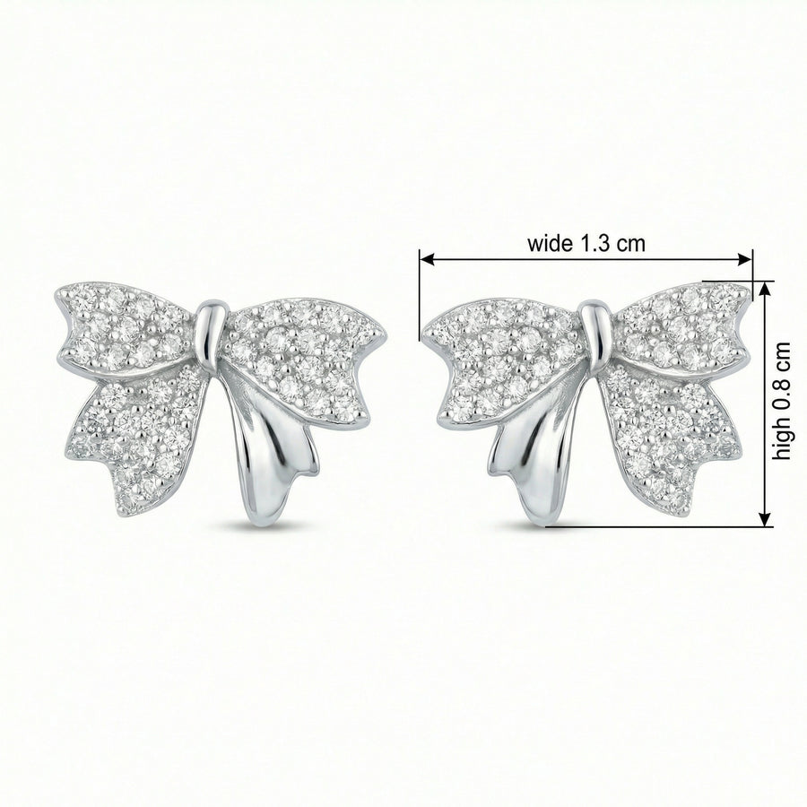 Pavé Ribbon Bow Stud Earrings – sterling silver earrings