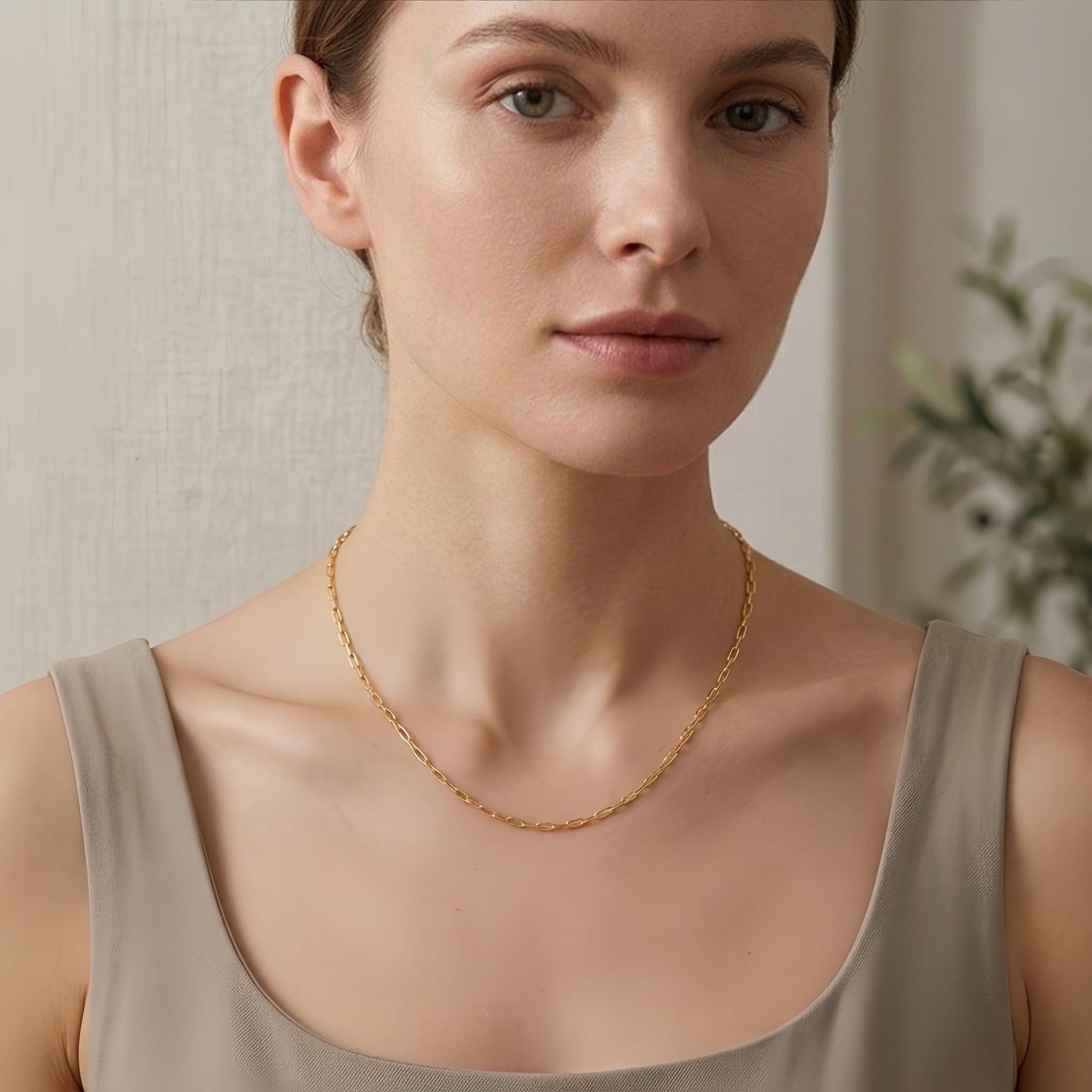 Gold Chain Necklace with CZ Bar Pendant – zircon necklace