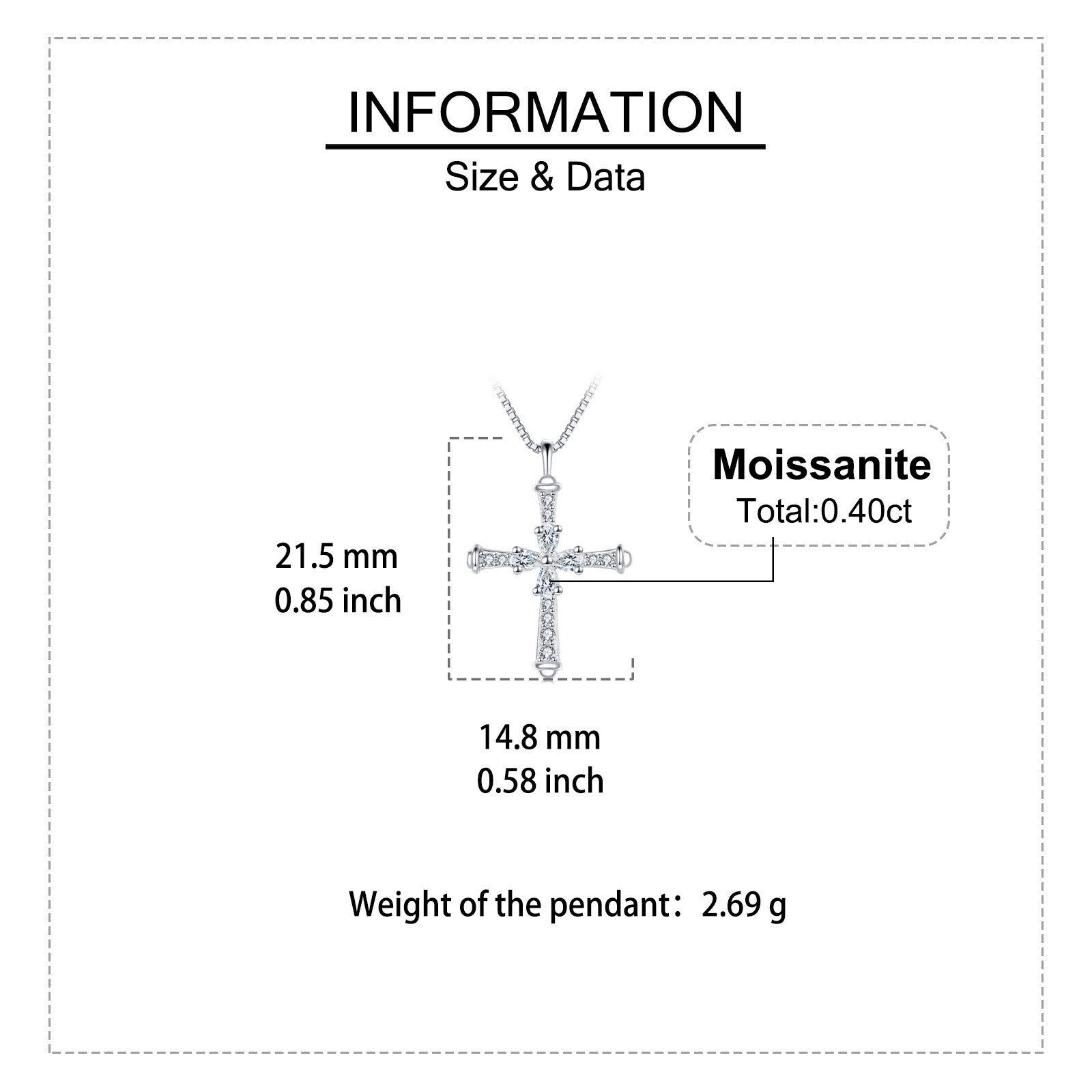 Silver Cross Necklace with Moissanite – moissanite necklace, styling detail