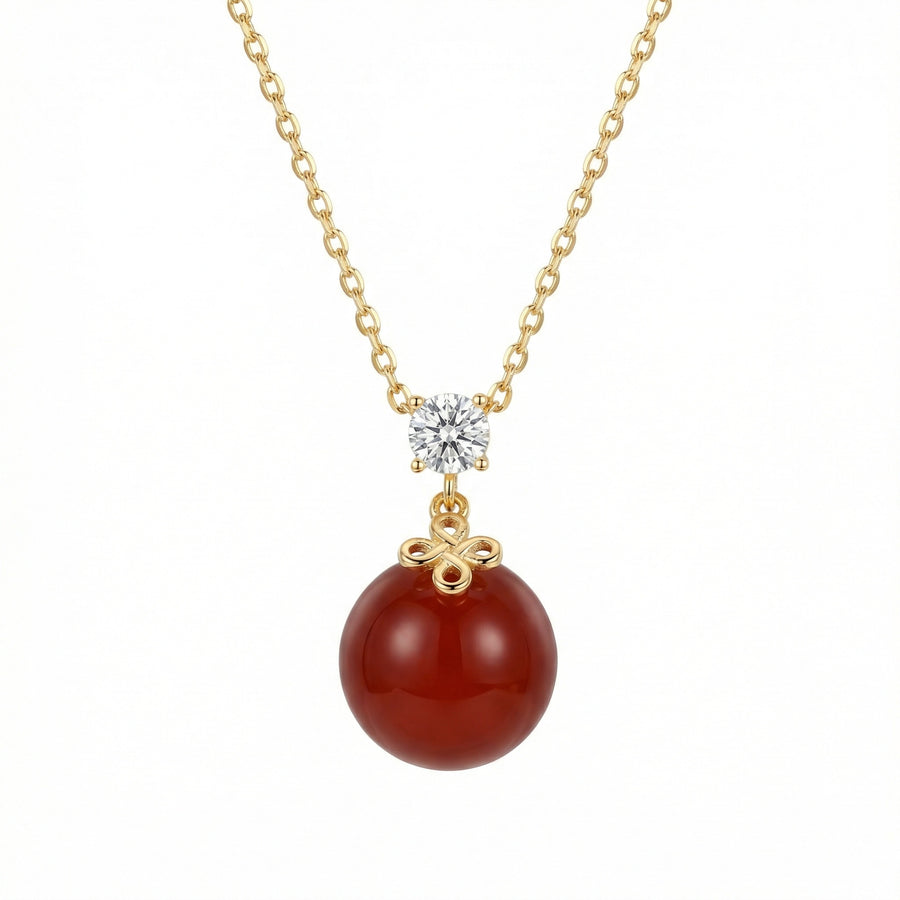 Red Gemstone Knot Pendant Necklace – sterling silver necklace