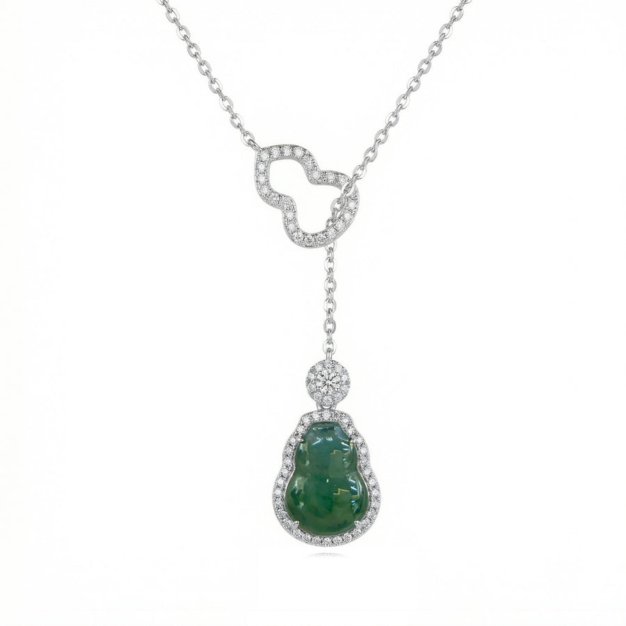 Green Jade Laughing Buddha Necklace – jade necklace, front view