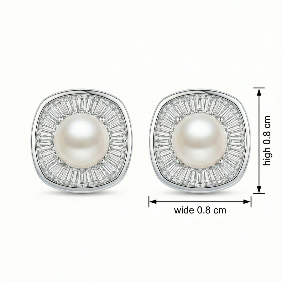 Pearl Cushion Halo Stud Earrings – pearl earrings