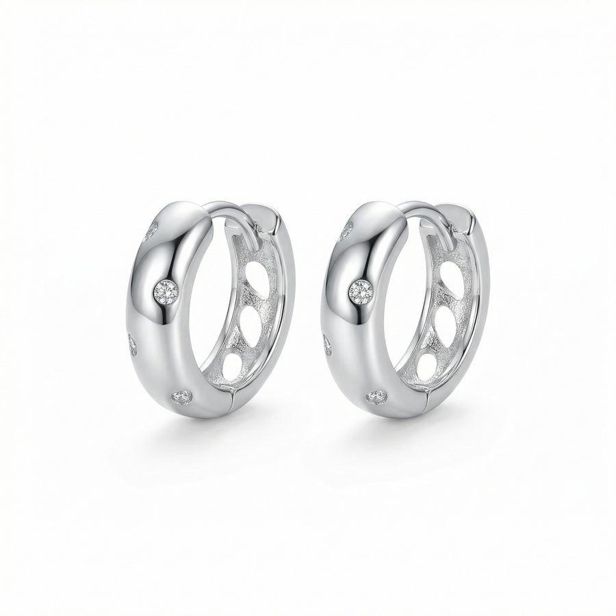 Sparkling Gemstone Huggie Hoop Earrings – sterling silver earrings