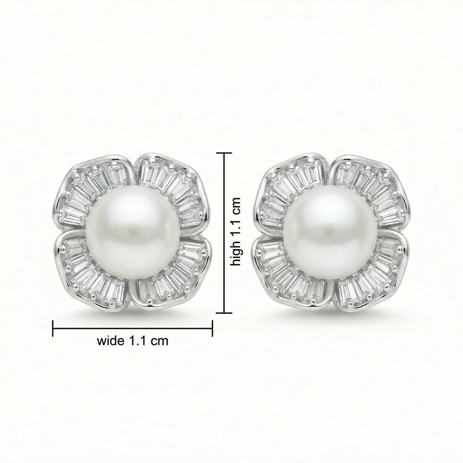 Floral Pearl Stud Earrings – pearl earrings