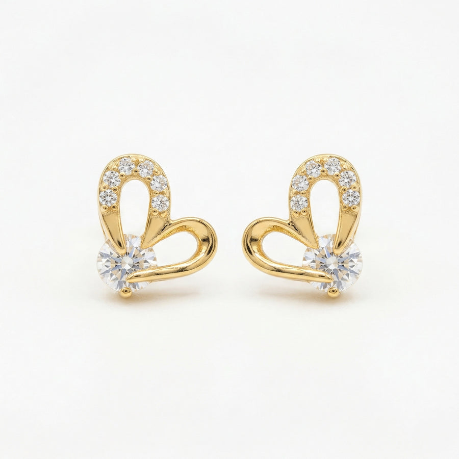 Heart-Shaped Clear Gemstone Studs – sterling silver earrings