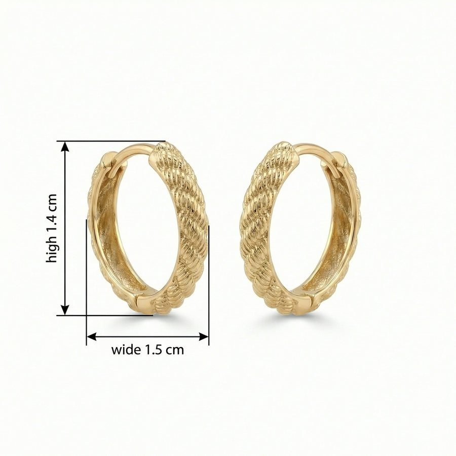 Braided Rope Textured Hoop Earrings – sterling silver earrings, front view