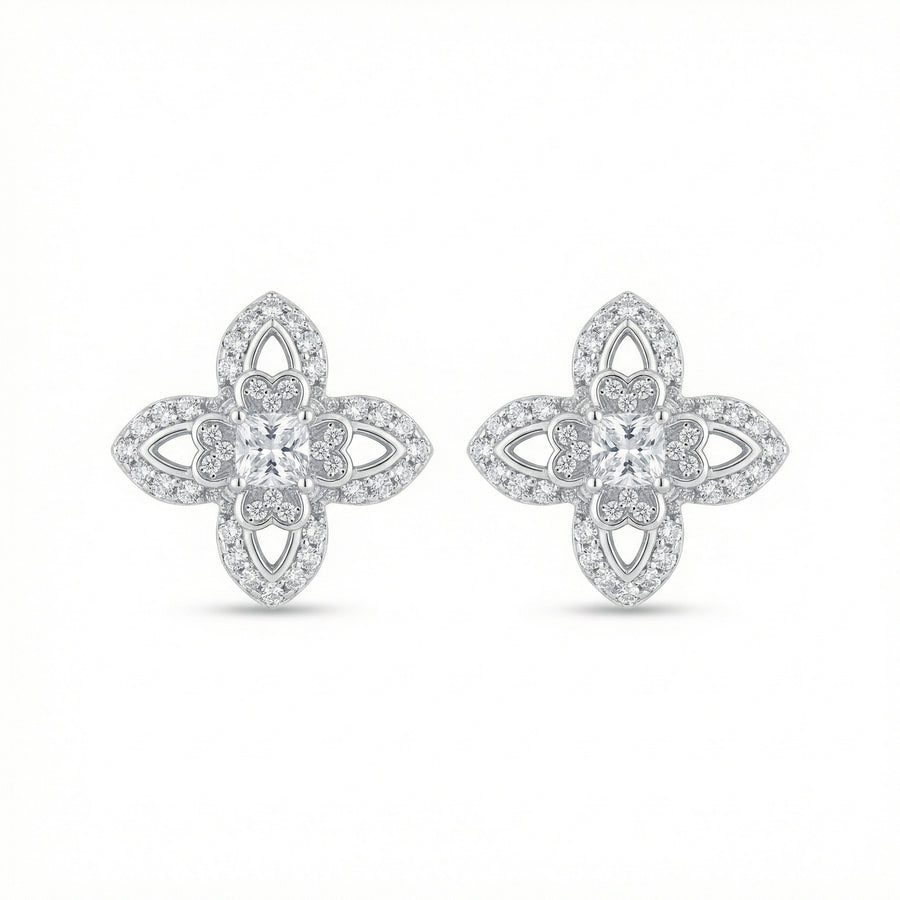 Filigree Clover Cross Stud Earrings – sterling silver earrings