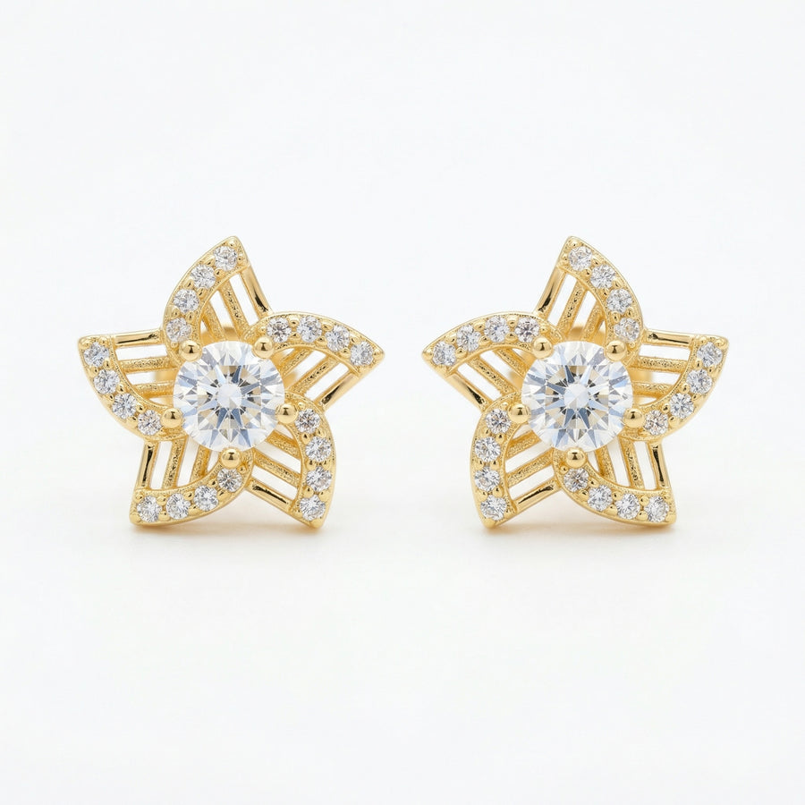 Celestial Star Stud Earrings – sterling silver earrings, front view