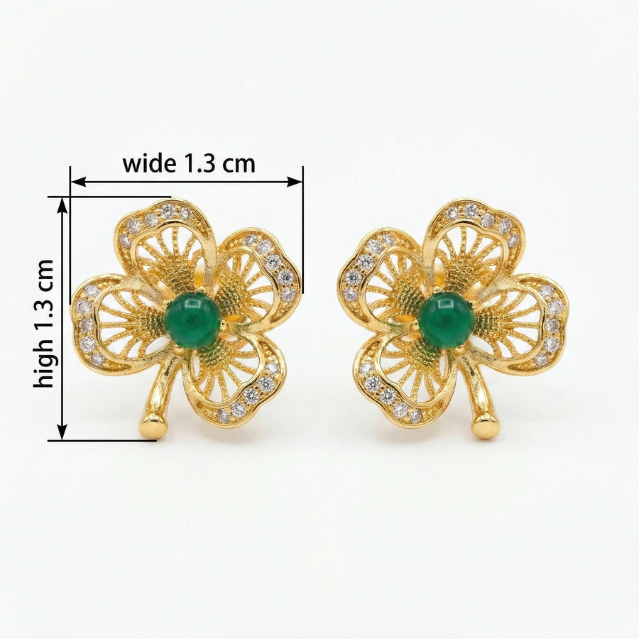 Shamrock Filigree Stud Earrings – sterling silver earrings, front view