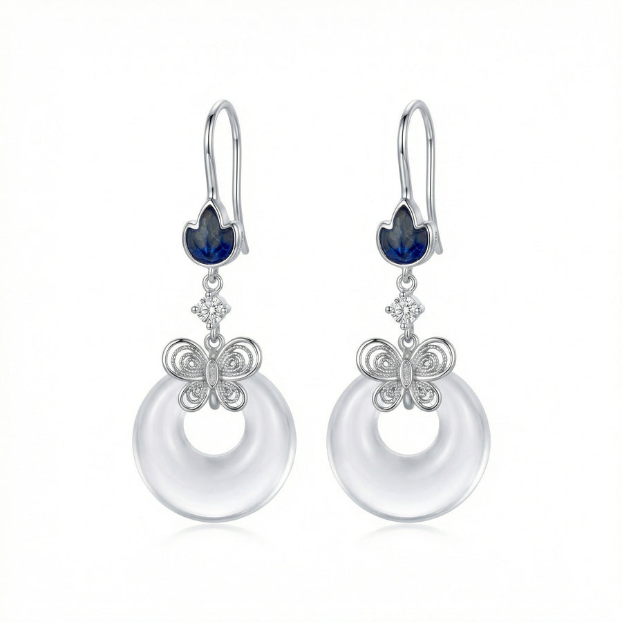 Butterfly Jade Donut Drop Earrings – jade earrings, front view
