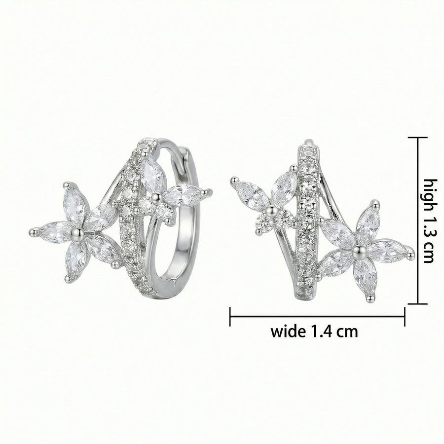 Flower and Butterfly Huggie Hoop Earrings – sterling silver earrings