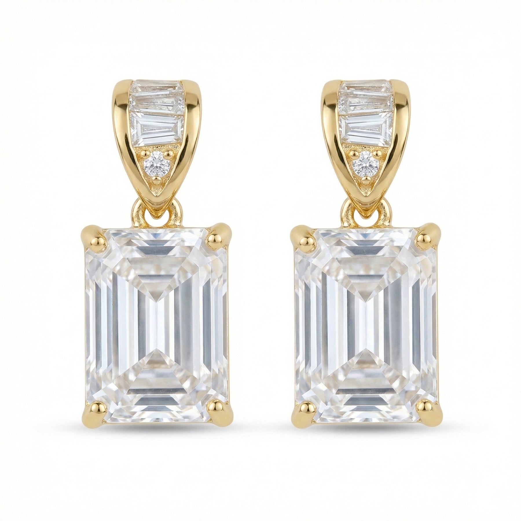 Emerald-Cut Crystal Drop Earrings – crystal earrings, front view
