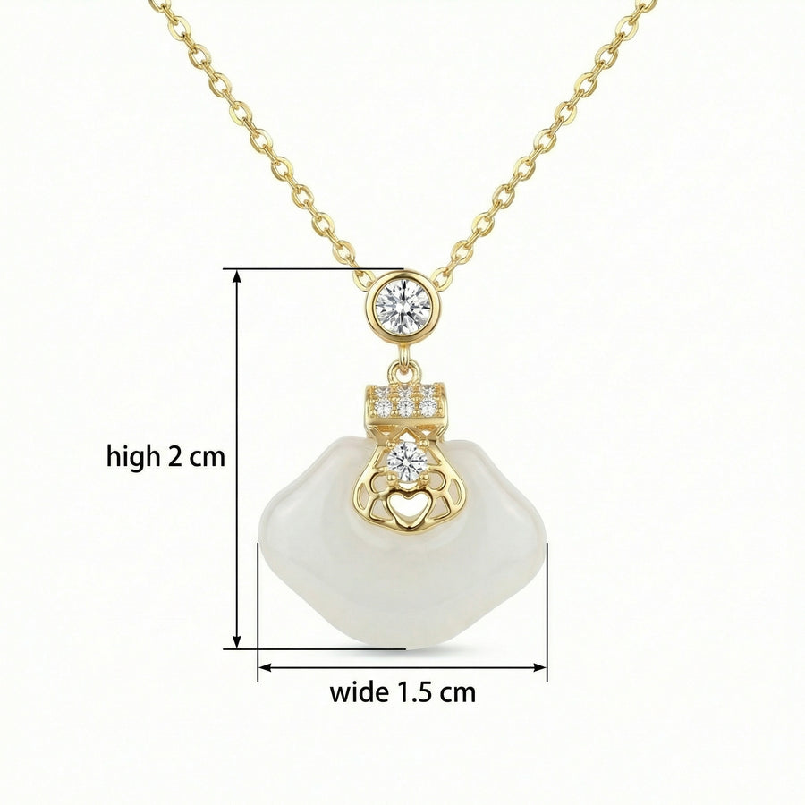 Organic White Gemstone Pendant Necklace – sterling silver necklace, front view