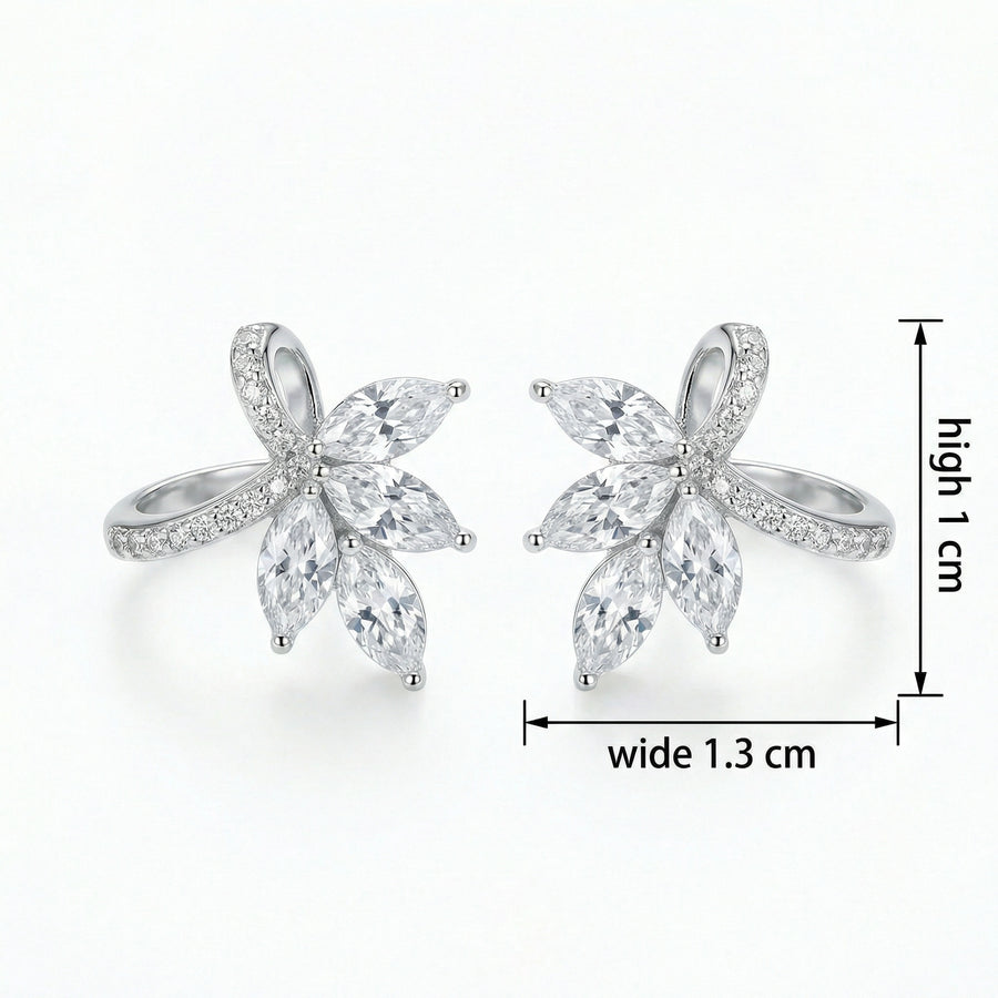 Marquise Floral Ribbon Stud Earrings – sterling silver earrings