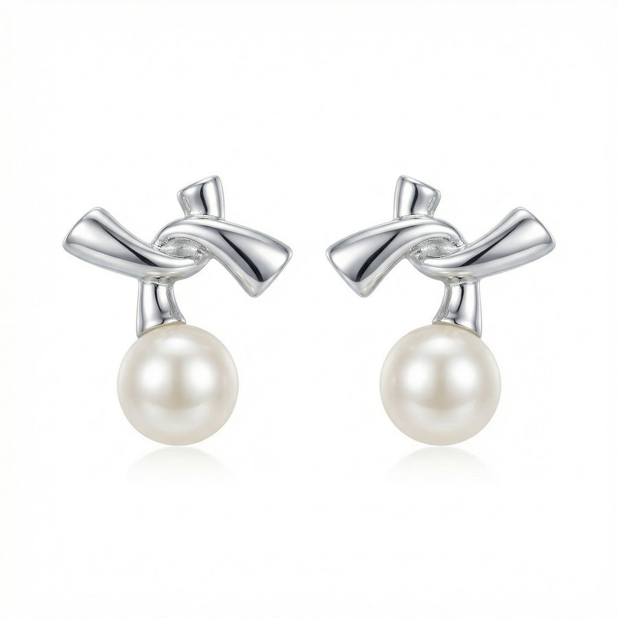 Abstract Knot Pearl Drop Earrings – pearl earrings
