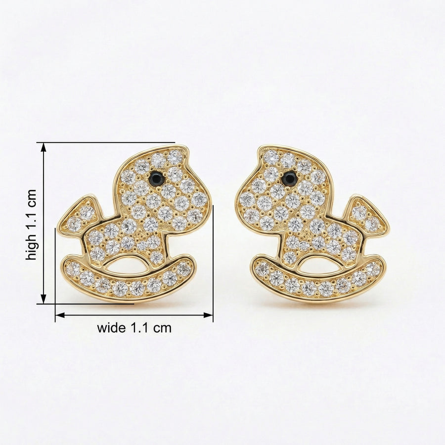 Rocking Horse Stud Earrings – sterling silver earrings, front view