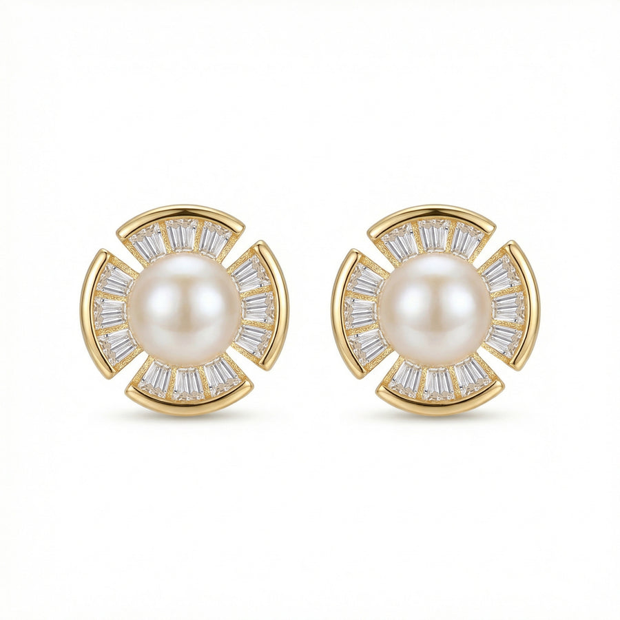Pearl Fan-Shaped Stud Earrings – pearl earrings