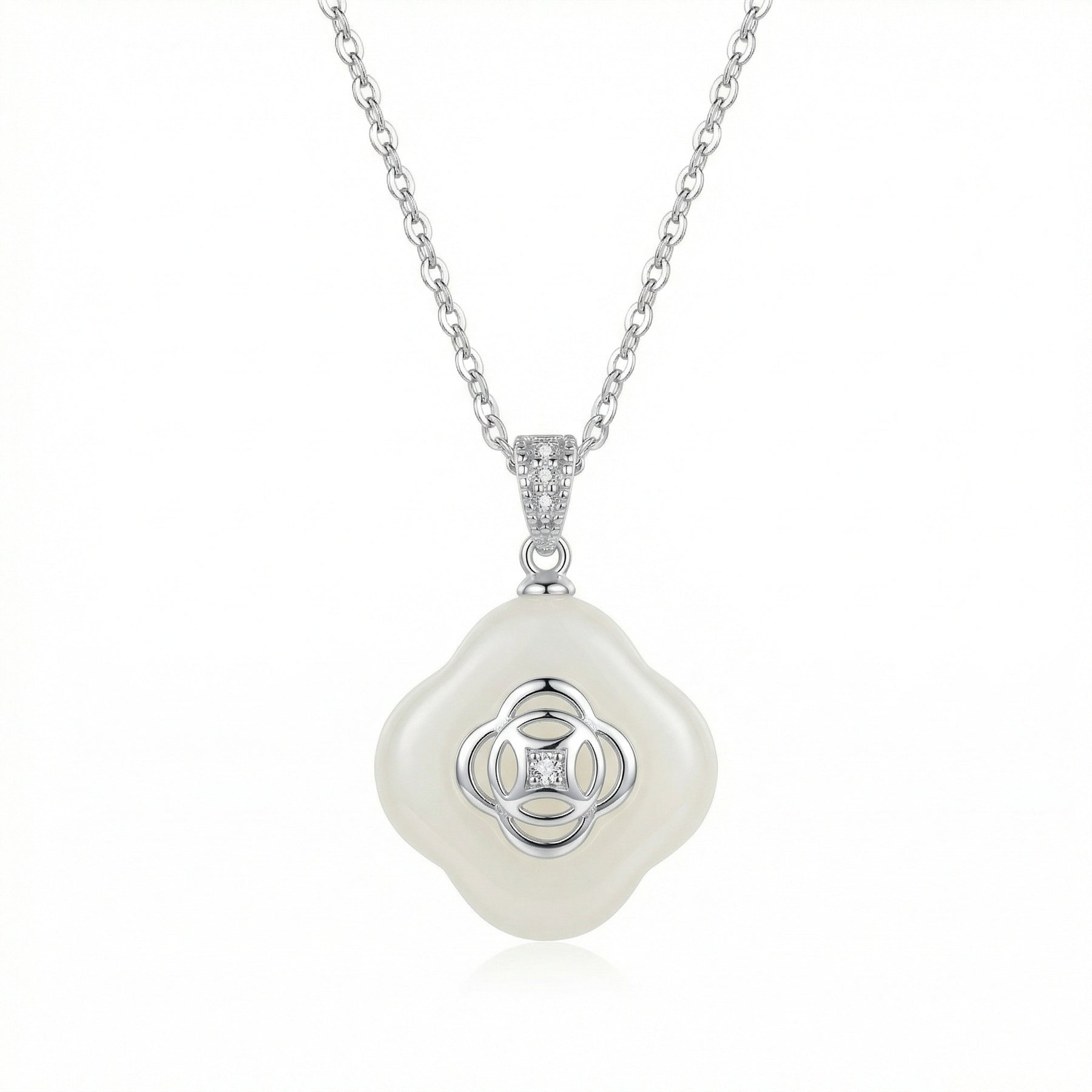 Diamond Flower Pearl Pendant Necklace – pearl necklace