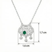 Geometric Emerald Pendant Necklace – emerald necklace, front view