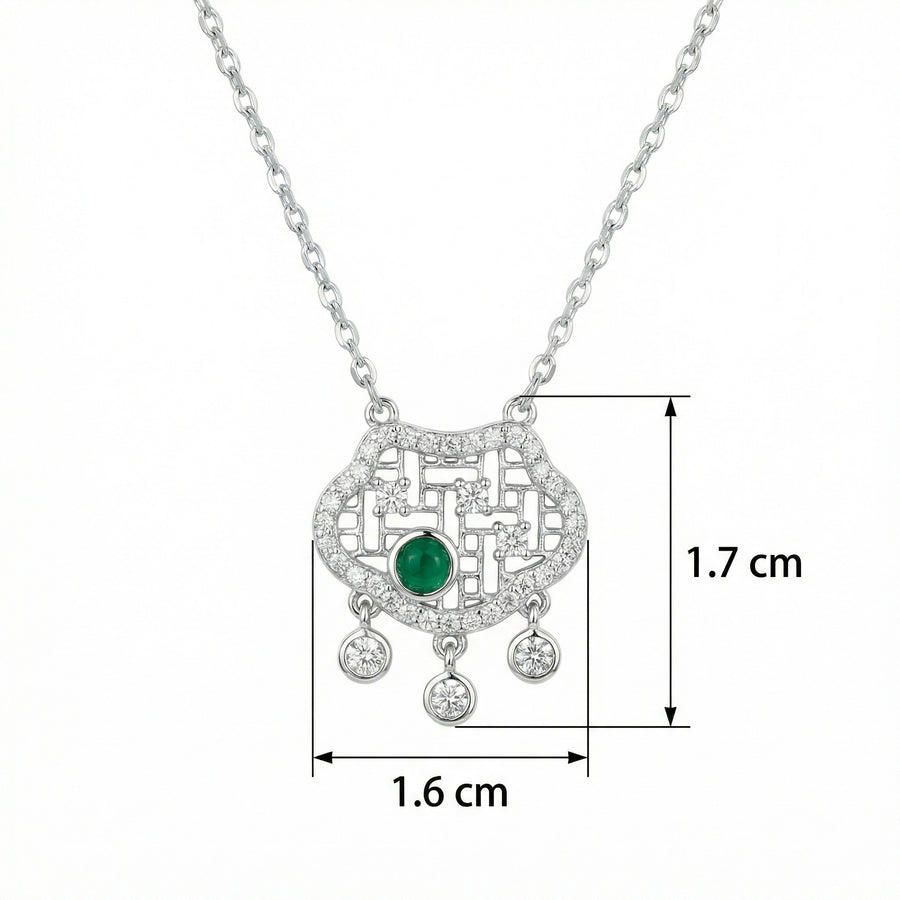 Geometric Emerald Pendant Necklace – emerald necklace, front view