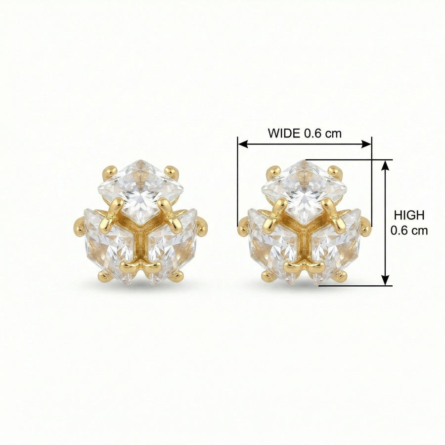 Triple Trillion-Cut Cluster Studs – sterling silver earrings