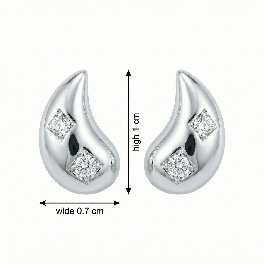 Silver Teardrop Stud Earrings – sterling silver earrings, front view