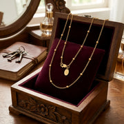 Italian Gold Chain with Bead Accents – gold-plated necklace, close-up