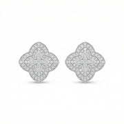 Quatrefoil Diamond Cluster Studs – sterling silver earrings, front view
