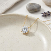 Gold Chain Necklace with Solitaire Pendant – sterling silver necklace, side detail