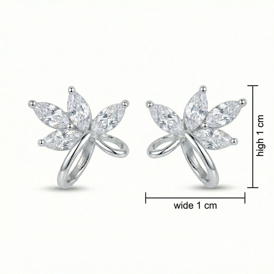 Marquise-Cut Floral Stud Earrings – sterling silver earrings