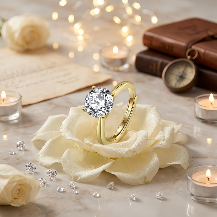 Gold Solitaire Ring, Four-Prong Setting – sterling silver ring