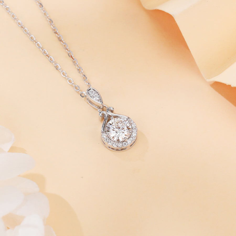 Moissanite Teardrop Pendant Necklace – moissanite necklace, front view