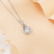 Moissanite Teardrop Pendant Necklace – moissanite necklace, front view