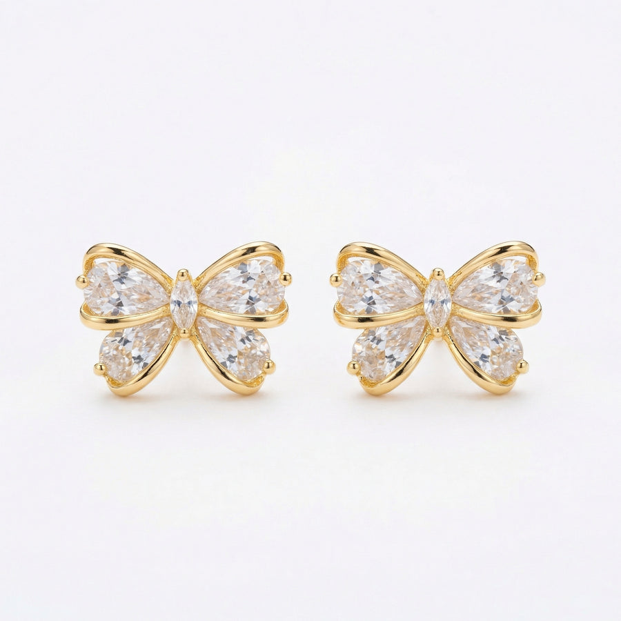 Butterfly Studs, Mixed Faceted Wings – sterling silver earrings