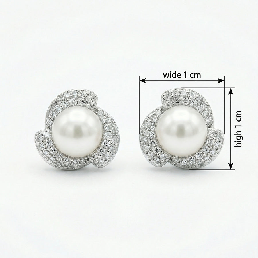 Pearl Cluster Floral Halo Studs – pearl earrings