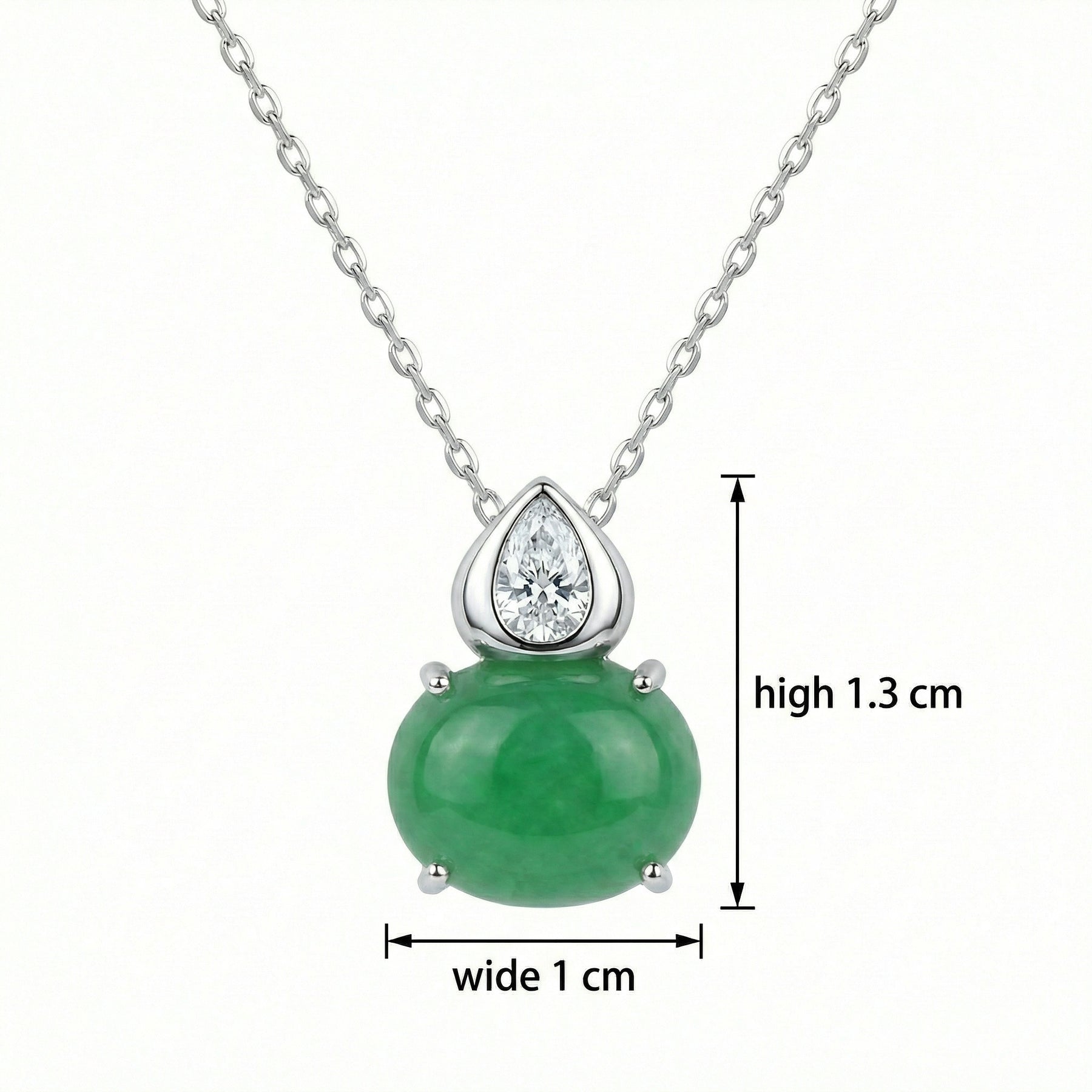 Jade Teardrop Diamond Necklace – jade necklace, close-up
