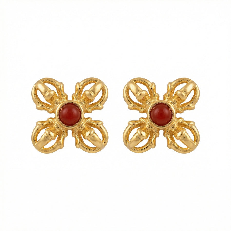 Gilded Double Vajra Stud Earrings – sterling silver earrings