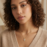 Diamond Cluster Cross Pendant Necklace – sterling silver necklace