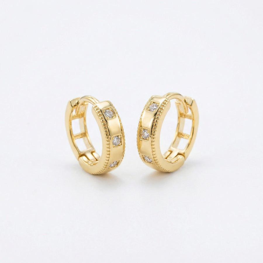 Milgrain Detail Huggie Hoop Earrings – sterling silver earrings