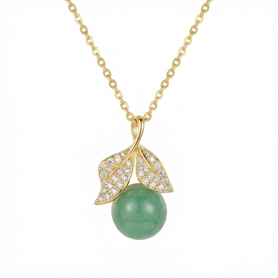 Green Jade Leaf Pendant, Round Cut – jade necklace