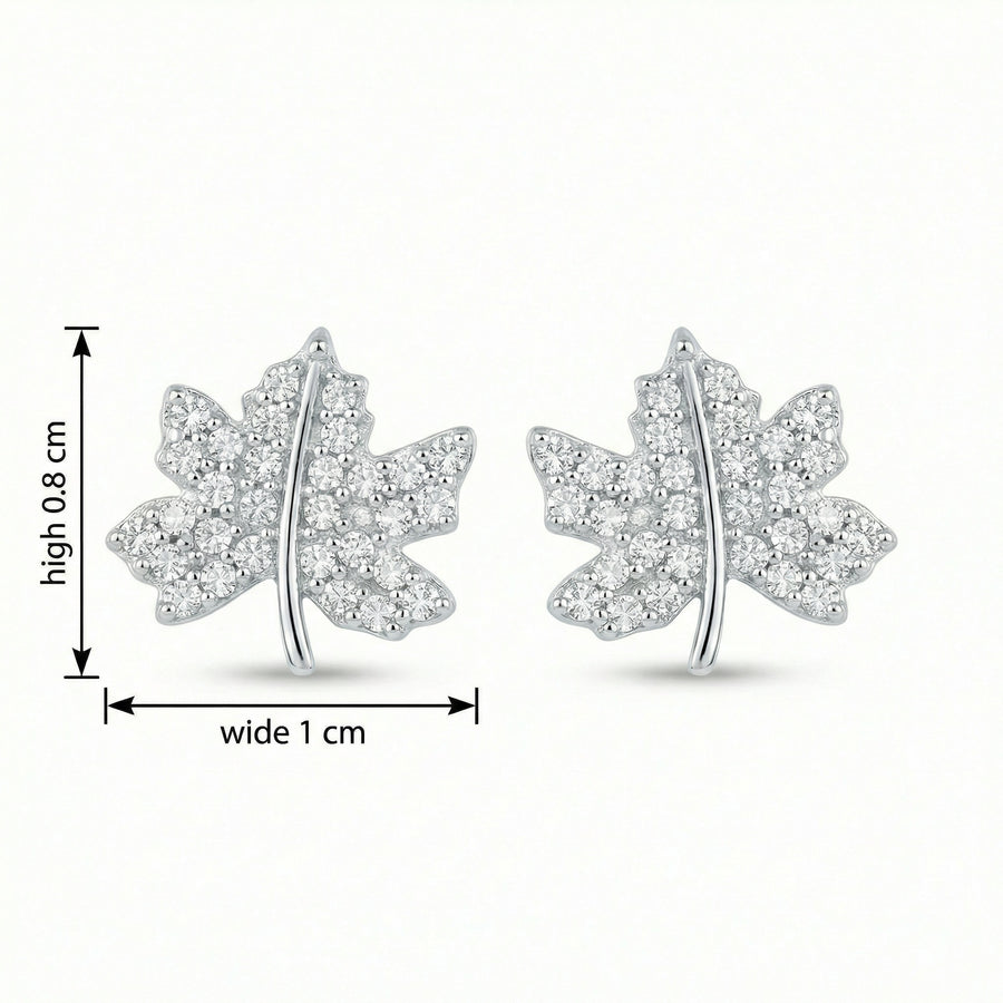 Maple Leaf Pavé Stud Earrings – sterling silver earrings