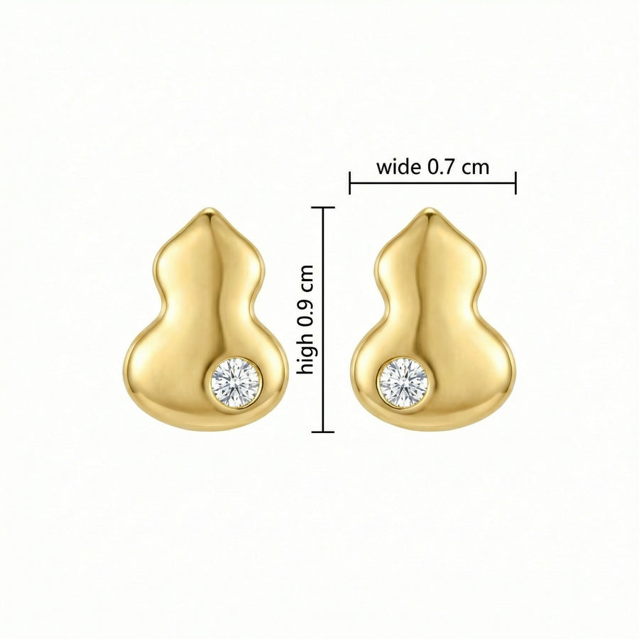 Diamond-Accent Wulu Gourd Studs – sterling silver earrings, front view