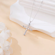 Silver Cross Necklace with Moissanite – moissanite necklace
